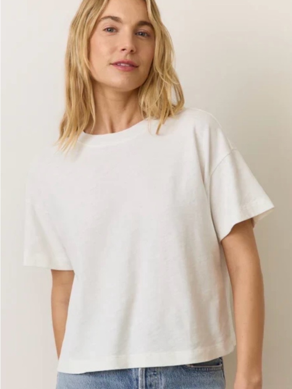 Marine layer- vintage slub cropped tee-ivory